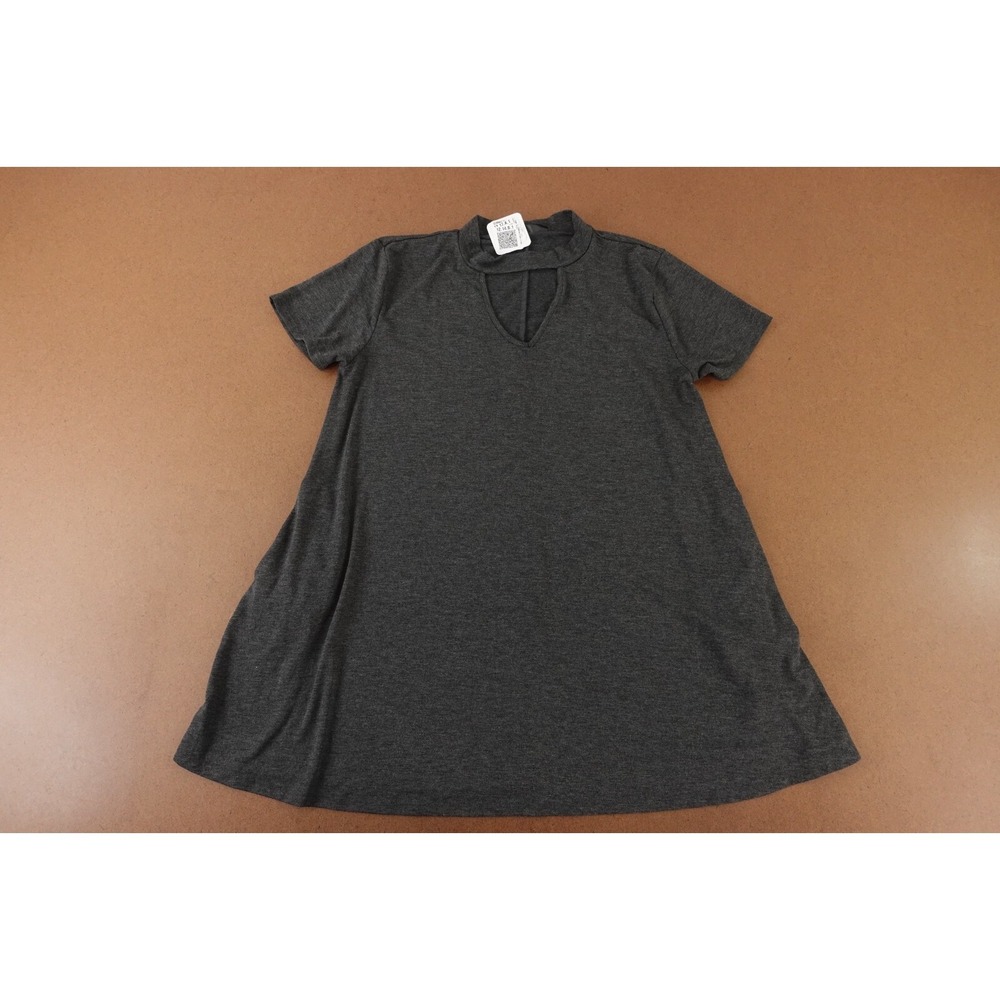 Shiela Rose Womens Large Charcoal Short Sleeve Cut Out T-Shirt Swing Dress NWT